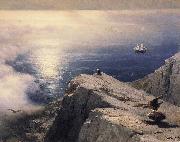 Ivan Aivazovsky A Rocky Coastal Landscape in the Aegean with Ships in the Distance oil on canvas